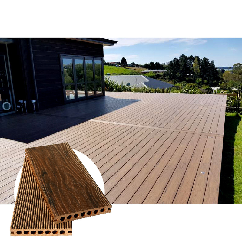 Wood Grain Blue Gray Hollow Core Decking Composite 150x25mm Antisepsis